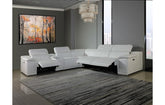 9762 DivanItalia White 6-Piece Sectional with 3 Power Recliners and 1 Console – Top Grain Italian LeatherModel:  9762-WHITE-3PWR-6PC
